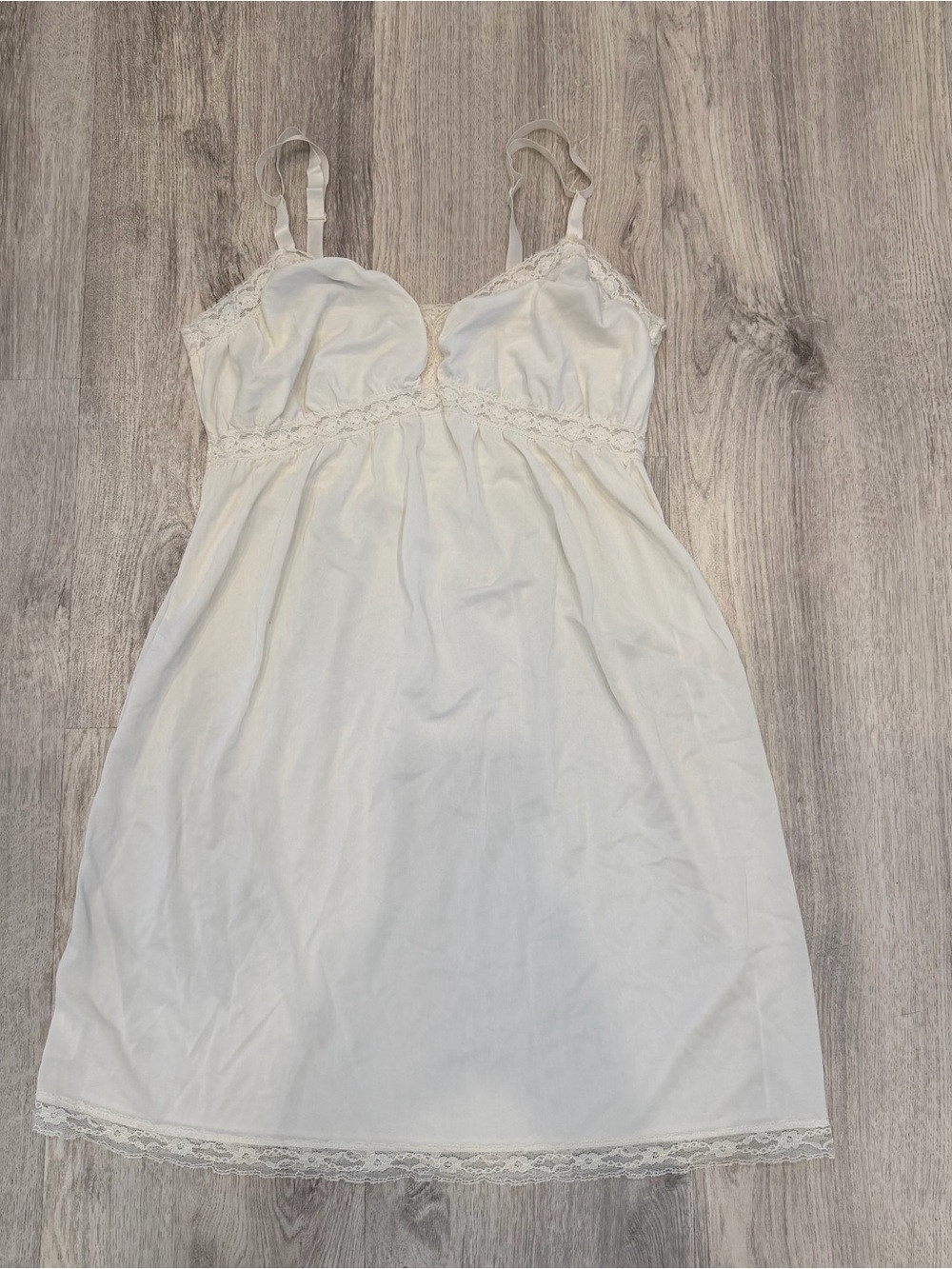 Mary Jane Cream Lace Trim Slip‎ Dress Size 36 Adjustable Straps